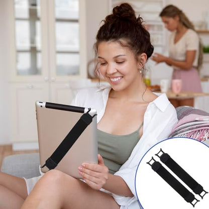 Ptwola Hand Strap Holder Universal Tablet Secure Grip Holder High Elasticity Finger Handle Bands Accessories Versatile Lightweight Bundle Strap Stretchable to 8.27-14.96 inches for Readers - color: black
