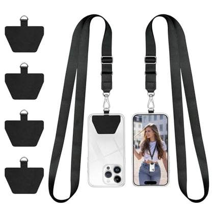 Doormoon Phone Lanyard, Universal Adjustable Neck Strap for Phone Case Keys ID Badges Cell Phone Lanyard Compatible with iPhone, Samsung, Most Smartphones, 2 Pack, Black Black - color: Black