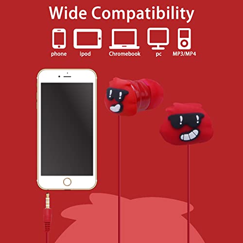 Kids Earbuds with Storage Case for Back to School, Earbuds for Kids - color: Red