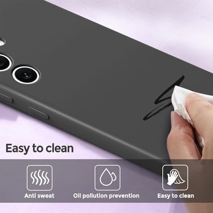 Slim case for Galaxy S24 5g, Liquid Silicone Case for Galaxy S24 2024 (6.2 inch) Shockproof Protective Soft Rubber Samsung Galaxy s24 6.2 Silicone case, Black - color: Black