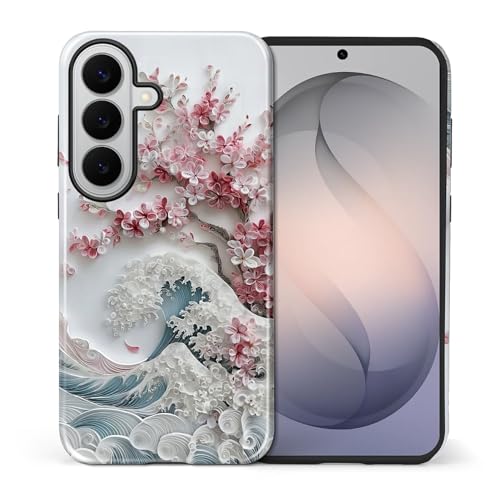 for Samsung Galaxy S26 Case,Dual-Layer Hard Shell + Silicone Phone Cover,Full Body Protection Shockproof Case for Samsung Galaxy S26-Blossoming Sakura Wave - color: Blossoming Sakura Wave, size: Samsung Galaxy S26