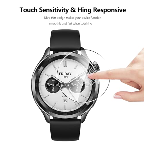 Anoowkoa 4 Pack Premium Screen Protector for Xiaomi Watch S4[NotvXiaomi Watch S4 Sport] Tempered Glass Film，9H Hardness,Ultra Resistant,Anti-Fingerprints,No Bubbles,HD-Clear,Easy Install - color: Xiaomi Watch S4