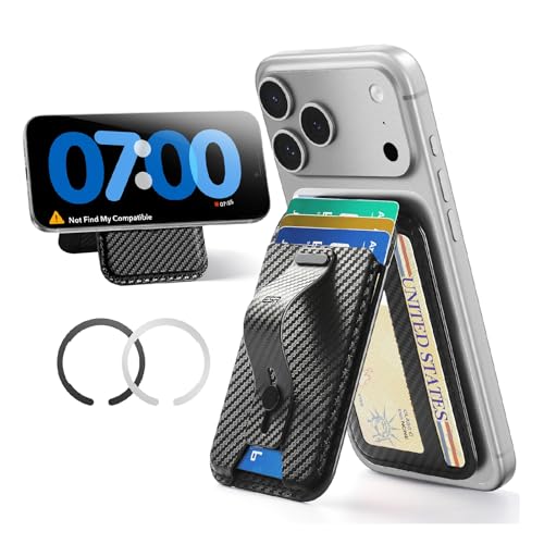 ESR for MagSafe Wallet Stand with Grip, 5 Card Holder, RFID Blocking - color: Black Carbon Fiber