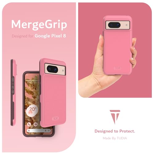 TUDIA MergeGrip [Magsafe Compatible] Designed for Google Pixel 8 Case (2023) - Dual Layer [Military Grade] Shockproof Slim Rugged Tough Heavy Duty Phone Cases - Smokey Pink - color: Smokey Pink, size: Magnetic Pixel 8