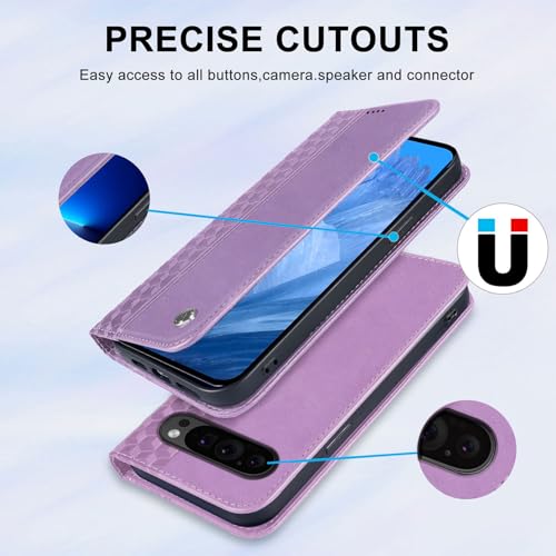 Wallet Case for Google Pixel 9/9 Pro 2024 6.3 inch - [Strong Magnetic] PU Leather Folio Flip Case with Card Holder Kickstand Protective Phone Cover - Purple - color: Purple, size: Google Pixel 9/9 Pro 6.3"