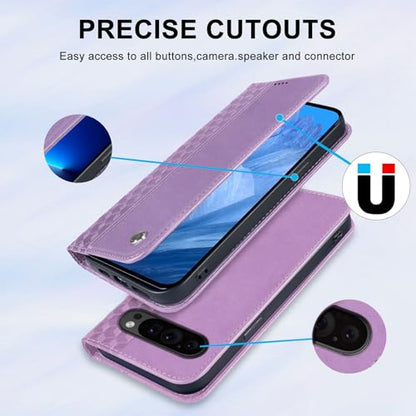 Wallet Case for Google Pixel 9/9 Pro 2024 6.3 inch - [Strong Magnetic] PU Leather Folio Flip Case with Card Holder Kickstand Protective Phone Cover - Purple - color: Purple, size: Google Pixel 9/9 Pro 6.3"