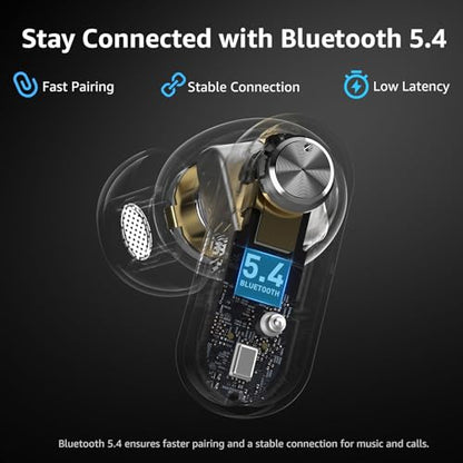 TOZO Crystal Pods Hybrid Active Noise Cancelling Wireless Earbuds, Black - color: Black