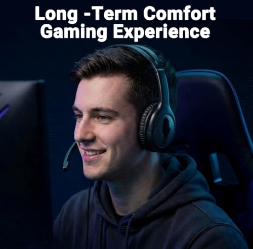 Megadream Over Ear Gaming Headset with Mic (3.5mm) - Headphone with to-Shiba Speaker, Protein Earpads Braided Cable for PS5/PS4/Xbox/Switch/PC/iPad/Tablet/Remote Work/Office- with USB-C/USB-A Adapter - color: Black | Dual Ear | Vertical Mic