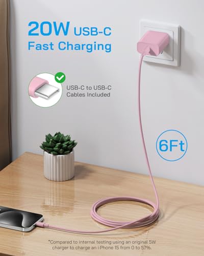 AISNI USBC Charger for iPhone Duo/18 Pro Max/17/16/15 Charger Fast Charging - color: Light Pink