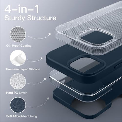 JETech Silicone Case for iPhone 14, Navy | Silky Soft Touch, Shockproof Protection, Scratch Resistant, Microfiber Lining - color: Navy, size: iPhone 14