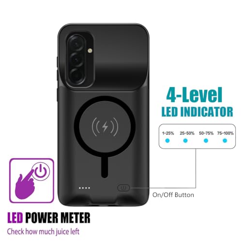 Battery Case for Galaxy A57, Upgraded 12000mAh Rechargeable Portable Wireless Charging Case Compatible with Galaxy A57 5G (6.7 inch) with Carplay Extended Battery Pack Charger Power Case (Black) - size: Galaxy A57