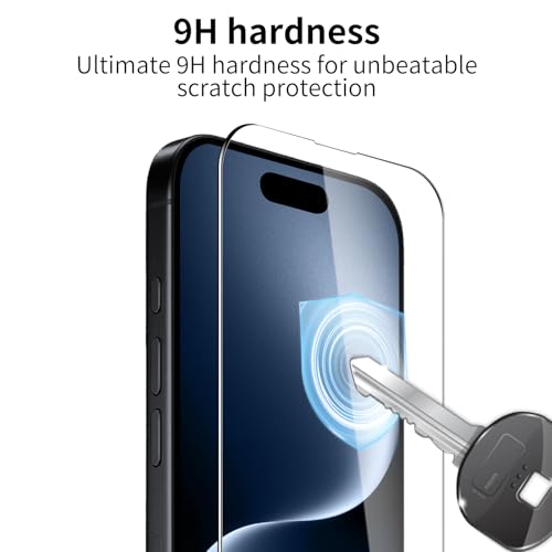 Screen Protector for iPhone 17 Pro, 3 Pack Tempered Glass Film with 3 Pack Camera Lens Protector, 9H Hardness, HD Clear, Scratch Resistant, Case Friendly, Easy Install - size: iPhone 17 Pro