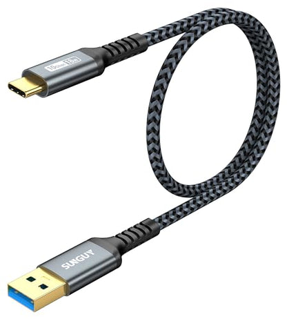 SUNGUY 10Gbps Android Auto USB C Cable, 1.5FT 3A USB 3.1 Gen 2 Fast Charge & Data Transfer USB C CarPlay Cable, Compatible with iPhone 17/16/15 Pro Max, Samsung T7, Galaxy S23 S22 Ultra Note 20, SSD - color: Grey, size: 1.5ft