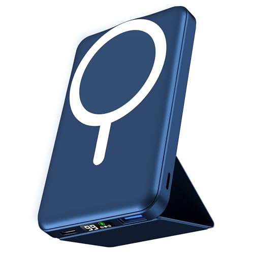 podoru for MagSafe Power Bank 10000 mAh, Foldable Magnetic Portable Charger - color: Navy Blue