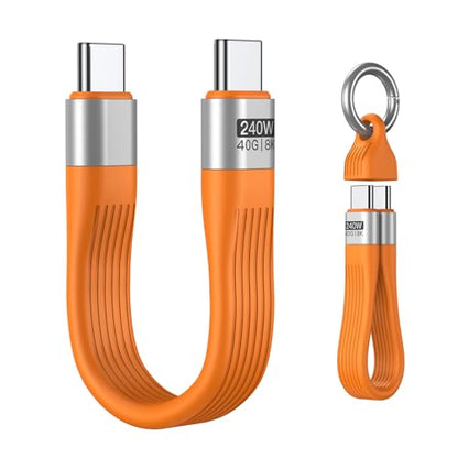 VAFOTON PD 240W Short USB C Cable/USB 4.0 USB C Short Cable/40Gbps Transfer - color: Orange