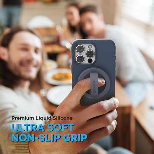 Encased Magnetic Phone Grip Holder (Compatible with MagSafe) Thin Silicone Finger Loop Ring for iPhone (Stormwash Blue) - color: Stormwash Blue