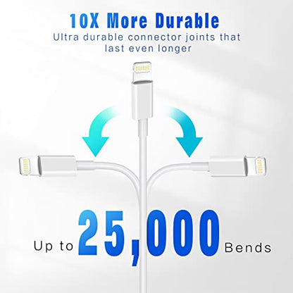 iPhone [Apple MFi Certified] Cord, 3 Pack 6FT USB-A to Lightning Cable - size: 6FT
