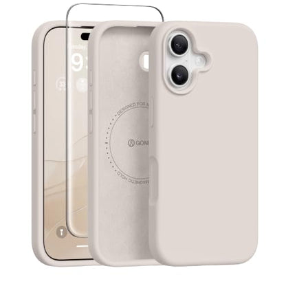 GONEZ Magnetic for iPhone 17 Case, Silicone Cover Stone - color: A-Stone, size: Iphone 17
