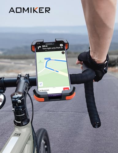 Aomiker Bike Motorcycle Phone Holder Mount - [2025 Quick Release] Bike Phone Holder Handlebar Clamp, Bicycle Scooter Phone Clip for iPhone 15 14 13 12 11 Pro Max Plus Mini, 4.7-6.8" Smartphone - color: Upgraded - Orange