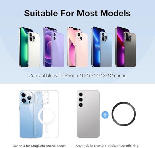 Magnetic Silicone Phone Grip | Super Strong Magnetic Design, 360° Rotation, Comfortable Grip, Compatible with iPhone 16/15/14/13/12 Series, Perfect for Selfies and Watching Videos (Pink) - color: Pink