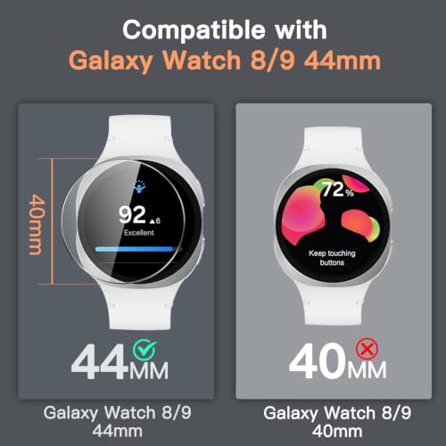 JETech Screen Protector for Samsung Galaxy Watch 9/8 44mm, 3-Pack | Tempered Glass Protection, HD Clear, Anti-Scratch Design - size: Galaxy Watch 9/8 44mm