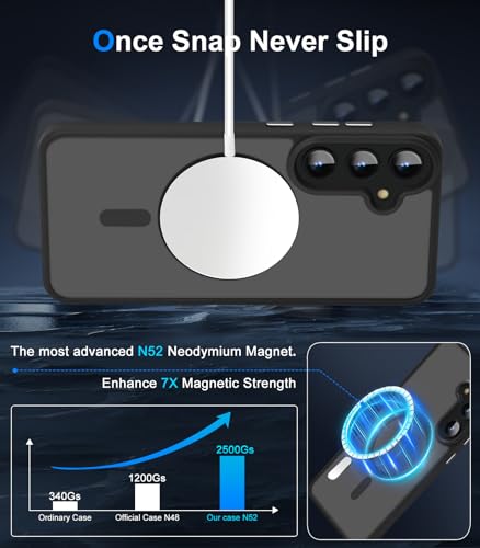 N52 Strong Magnetic Case for Samsung Galaxy S23 Case, Fit for MagSafe Thin Shockproof Drop Protection Translucent Non-Fingerprint/Scratch Slim Protective S23 Phone Case-Frosted Black - color: Frosted Black