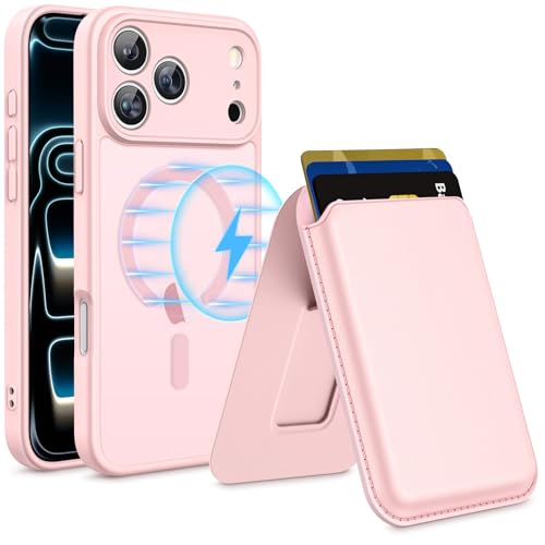 for iPhone 17 Pro Max Case w/Detachable MagSafe Wallet-Pink | RFID Blocking Card Holder&Kickstand, Military-Grade Drop & Raised Camera Protection for Travel & Commute - color: A-Pink