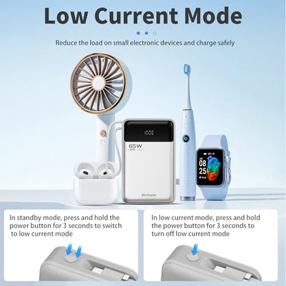 Hichain Laptop Power Bank 65W 20000mAh Portable Charger Silver - color: Silver