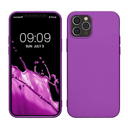 kwmobile Case Compatible with Apple iPhone 12 / iPhone 12 Pro Case - Soft Slim Metallic TPU Silicone Cover - Metallic Violet - color: Metallic Violet