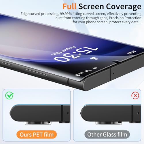 2 Pack Samsung Galaxy S23 Ultra / S22 Ultra Curved Edge HD Clear Screen Protector, PET Film with Auto Dust Elimination Cabin, Anti-Glare, Sensitive Touch, Bubble-Free, Case Friendly - color: S23-HD
