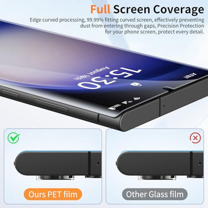 2 Pack Samsung Galaxy S23 Ultra / S22 Ultra Curved Edge HD Clear Screen Protector, PET Film with Auto Dust Elimination Cabin, Anti-Glare, Sensitive Touch, Bubble-Free, Case Friendly - color: S23-HD