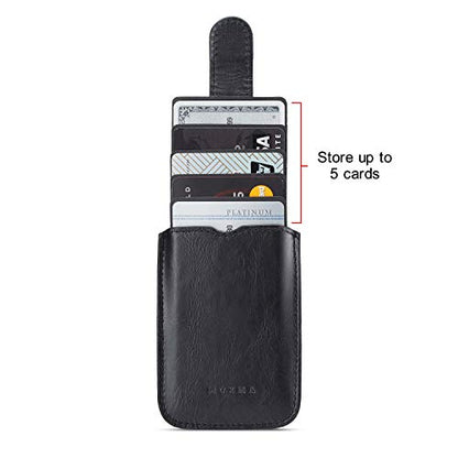 Phone Card Holder RFID Blocking Sleeve, Pu Leather Back Phone Wallet Stick-On Pull up 5 Card Holder Universally Pocket Covers Credit Cards Cash for iPhone/Android/Samsung/ Smartphones.Black (Black) - color: Black