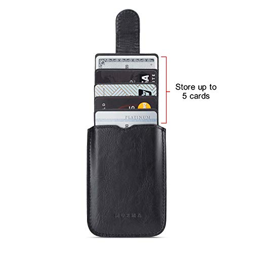 Phone Card Holder RFID Blocking Sleeve, Pu Leather Back Phone Wallet Stick-On Pull up 5 Card Holder Universally Pocket Covers Credit Cards Cash for iPhone/Android/Samsung/ Smartphones.Black (Black) - color: Black