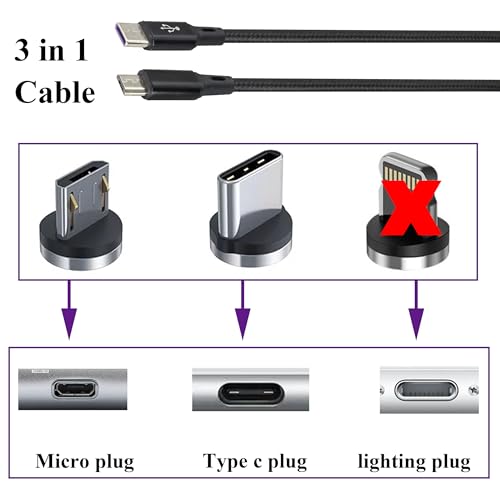 2Pack/4Ft 3 in 1 USB C Splitter Cable USB C 2.0 Male to Dual Type C Male+Micro USB Male Charge Cable 2A Fast Charge,Compatible for Most Mobile Phones and Tablets Devices(Black-2Type C+1Micro)