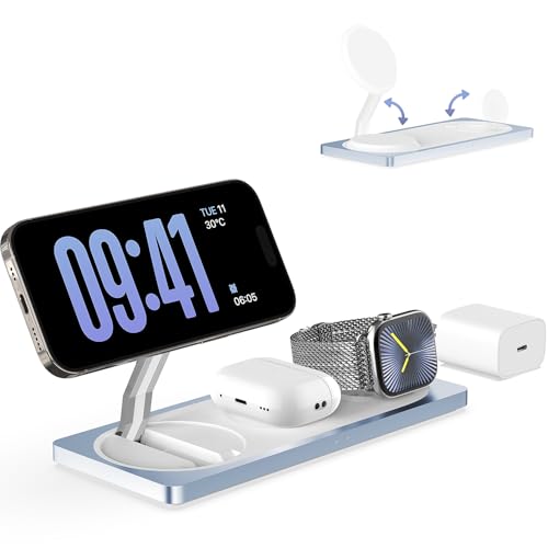 PETINO 3 in 1 Wireless Charging Station for Apple Devices with MagSafe - color: Blue