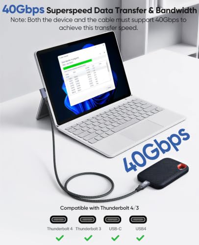 Right Angle USB C Cable 6ft for Thunderbolt 4, USB4 40Gbps Data/8K 5K@60Hz