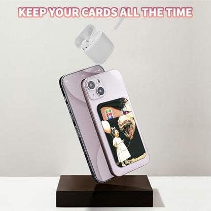 Phone Credit Card Holder Stick on, Cell Phone Pocket Self Adhesive Stretchy Stick on Wallet ID Credit Card Case Pouch Sleeve with Flap for All Smartphones, Girl Horse - color: Girl Horse