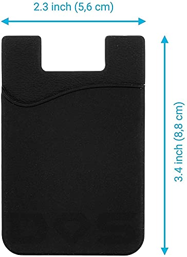 Adhesive Cell Phone Wallet for Back of Phone Case. Silicone Stick On Sleeve for iPhone, Android & Flat Surfaces, Great for Credit Cards, Business Card, Money & ID Card (Black 1 Pack) - color: Black 1 Pack