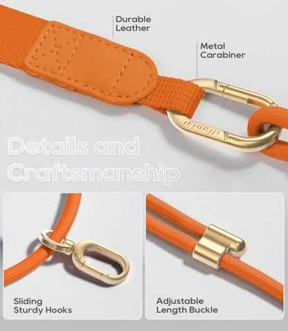 Phone Lanyard Crossbody with Phone Tabs, Adjustable Cellphone Lanyard with Skin-Friendly Neckband and Metal Carabiner - color: Orange