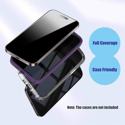 2 Pack 4 Way 360 Degree Privacy Screen Protector for iPhone 17 Air, 4 Directions Horizontal and Vertical All Around Anti Spy Tempered Glass Film, Face ID Sensitive - size: for iPhone 17 Air 6.5"