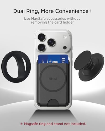 Miimall for MagSafe Wallet Leather, [RFID Blocking] 3-Card Holder for iPhone 17/16/15/14 Pro Max Plus Air, Pixelsnap, Google Series Double Sided Ultra Thin Slim Strong Magnetic Phone Wallet Black - color: Black