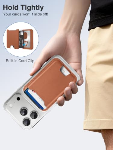 TopMade for MagSafe Wallet, Strongest Magnetic Phone Wallet, 4 Cards Holder - color: Brown