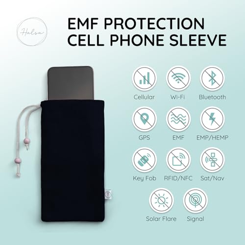 Halsa EMF Cell Phone Sleeve, High-Shield EMF Blocking Pouch, Signal Blocking Anti-EMP Radiation Bag for Digital Privacy Protection, Fits Most Phones, (4x8 Inch) Grey - color: Grey