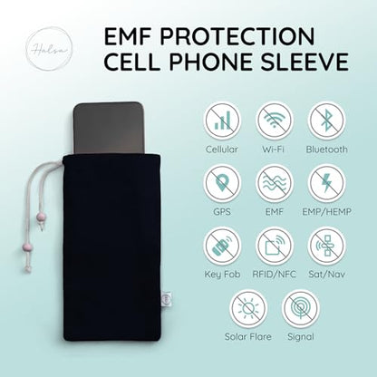 Halsa EMF Cell Phone Sleeve, High-Shield EMF Blocking Pouch, Signal Blocking Anti-EMP Radiation Bag for Digital Privacy Protection, Fits Most Phones, (4x8 Inch) Grey - color: Grey