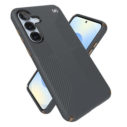 Speck Samsung Galaxy S25 Plus Case - Magnet Case, 13-Foot Drop Protection, No-Slip Grips - Samsung S25 Plus Case Magsafe - Raised Bezel and Enhanced Buttons - Presidio 2 Grip(Pack of 1) - color: Charcoal Grey/Cool Bronze, size: Galaxy S25+