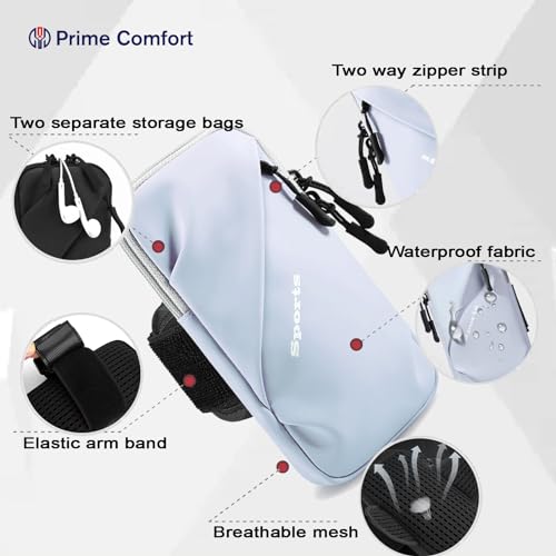 Prime Comfort Cell Phone Carrier - Arm Band, Cross Body Bag, Holster for Men Women - Cell Phone Holder for Running Walking - Light Blue - color: Light Blue