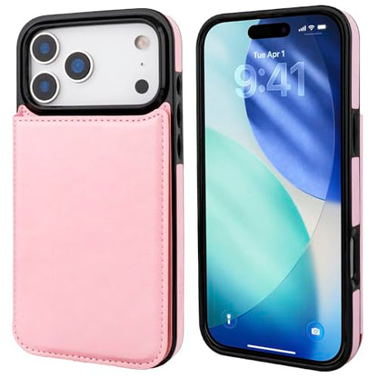 ONETOP for iPhone 17 Pro Max Wallet Case with Credit Card Holder,Pink | Kickstand,ID/Cash Holder,Case Wallet with Card Slots,Double Magnetic Clasp,Durable PU Leather Shockproof Cover for Women Men - color: Pink