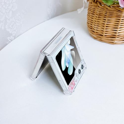 Compatible with Samsung Galaxy Z Flip 6 Case/Flip 7 FE Case Flower | Clear Dried Pressed Flowers Women Girls Soft TPU Shockproof Phone Cover - color: TPU/Flower Light Pink, size: Samsung Galaxy Flip 6/Flip 7 FE