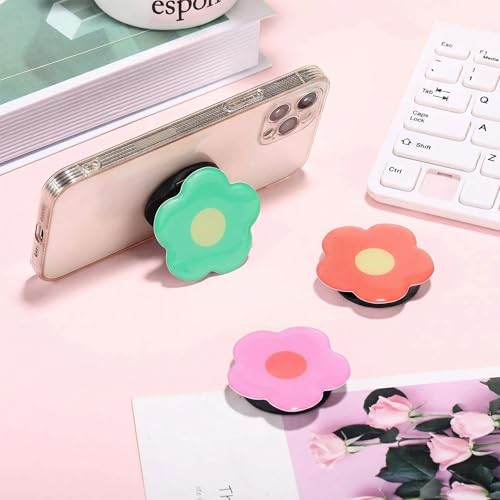 Weewooday 3 Pcs Phone Grip Holder Daisy Flower Collapsible Finger Phone Expand Holder Self Adhesive Cute 2D Grip Multi Functional Foldable Stand for Smartphone Cellphone Tablet Accessory, 3 Colors
