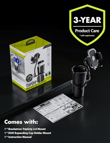 Bracketron TripGrip 2.0 Cup Holder Phone Mount, Metal Gooseneck